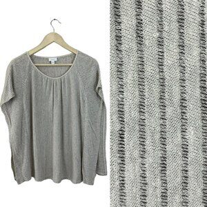 J Jill Pure Jill Medium Linen Top Short Sleeve Lightweight Striped Womens